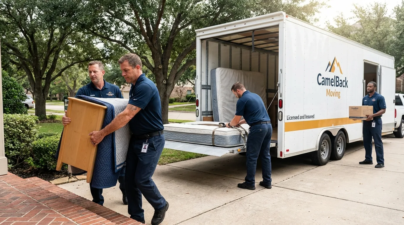 Crew loading residential truck for cross-state move from Wyoming, PA