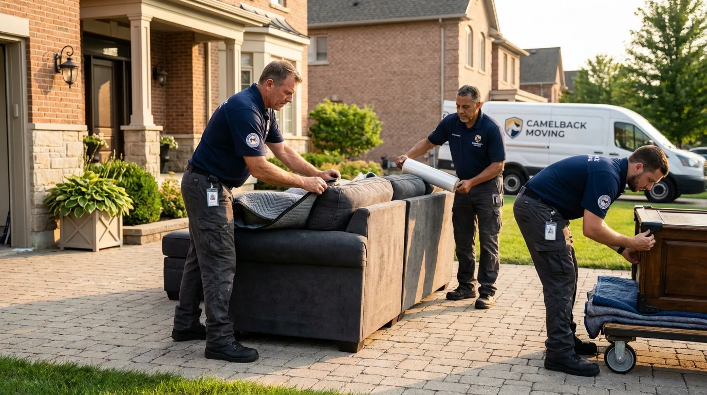 Large estate moving crew wrapping furniture in Wyoming, PA
