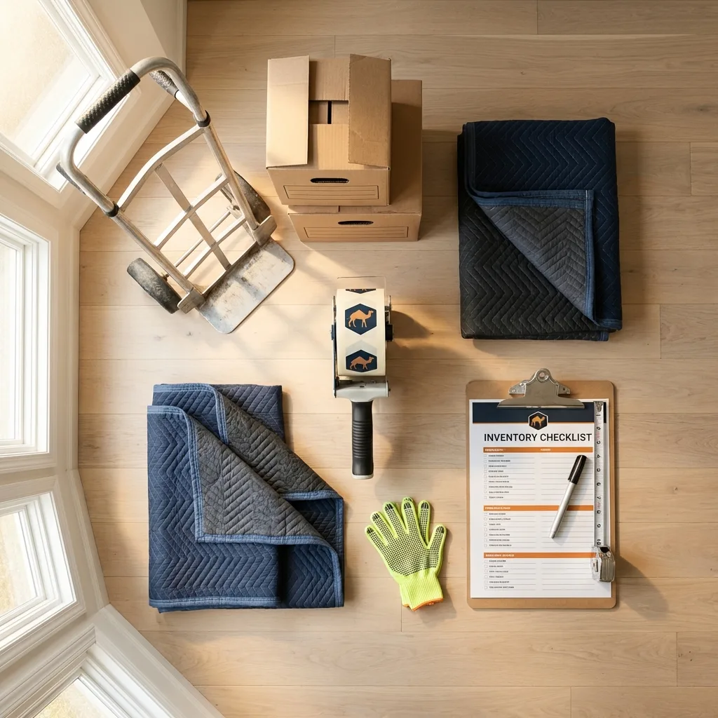 Professional moving supplies and packing materials layout for Wyoming residential relocations